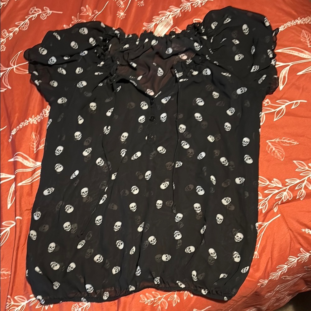 No Boundaries Black and White Puff Sleeve Blouse